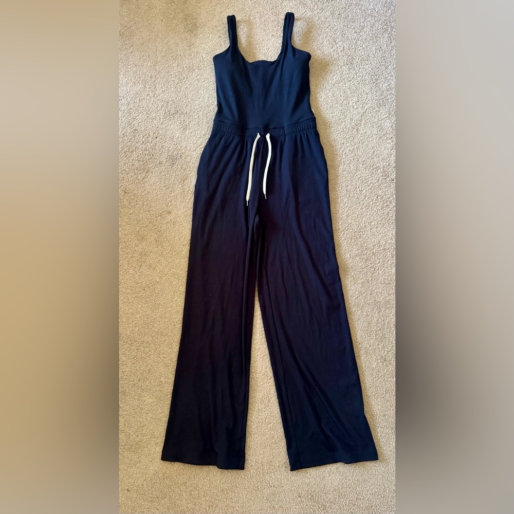 NWT Vuori Pose Scoop Mudra Ribbed Jumpsuit Legging Pant Black * Small S